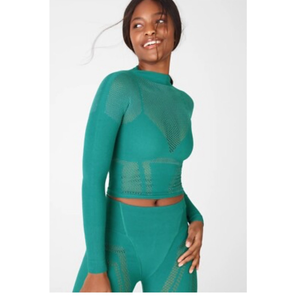 Women's Fabletics Teal Peyton Sculptknit Crop Top XS